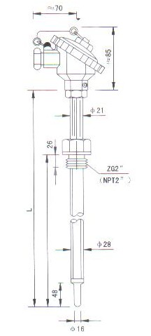 煙道、風道熱電偶（熱電阻）產品結構圖